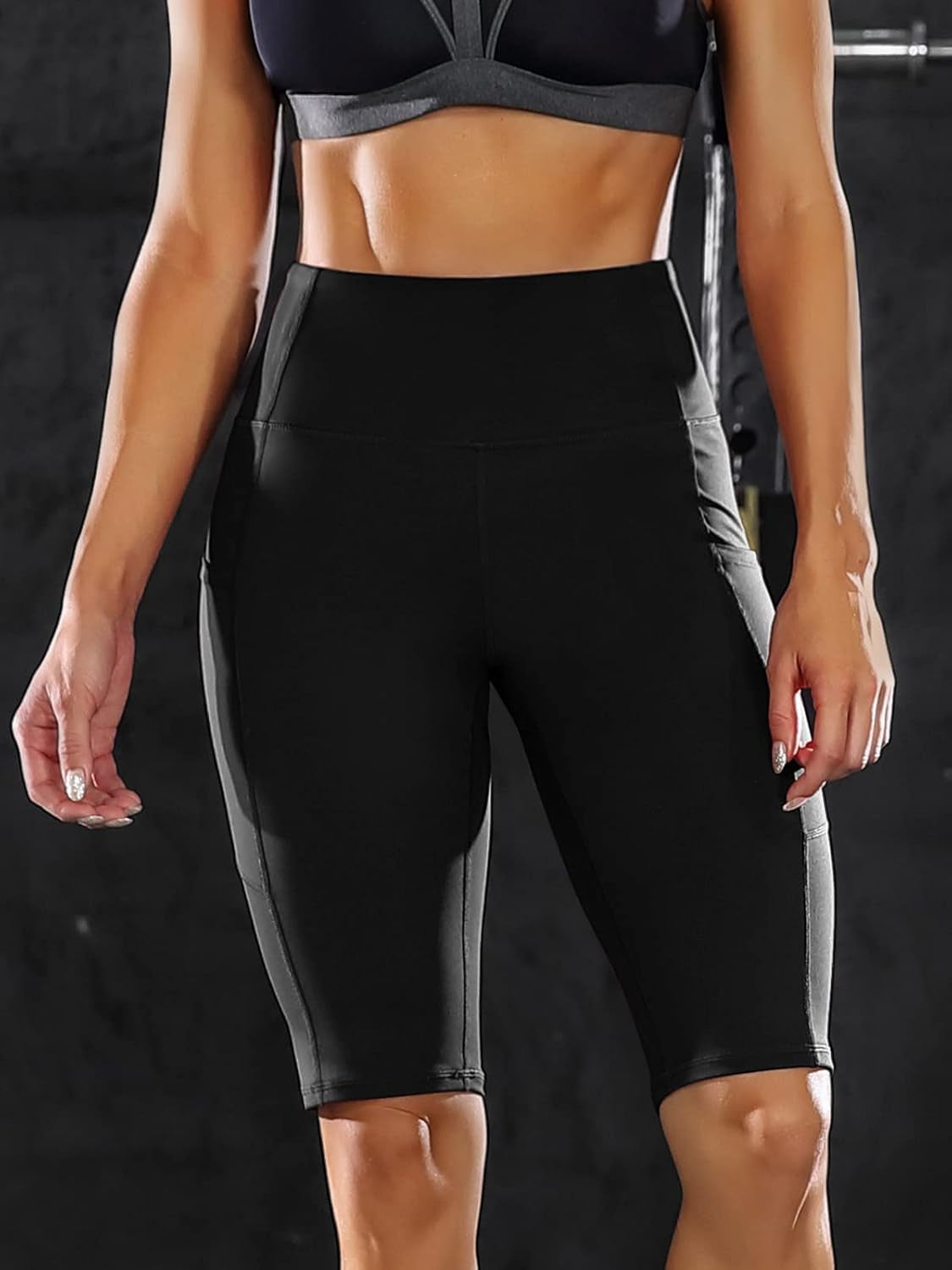 Womens High Waist Biker Shorts with Pockets 12" Workout Running Short