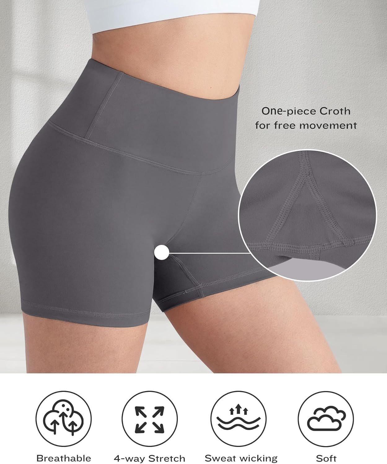 High Waisted Spandex Biker Shorts, Workout Booty Soft Yoga Shorts for Women