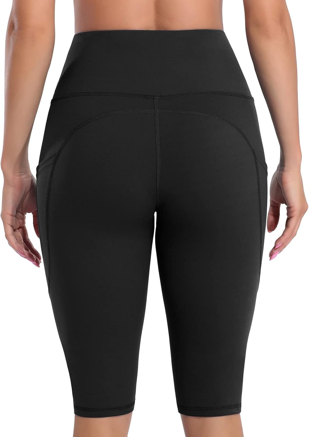 Womens High Waist Biker Shorts with Pockets 12" Workout Running Short